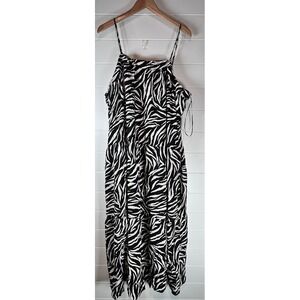 Time and Tru Zebra Print Spaghetti Strap Tiered Maxi Dress Women's XXXL (22) NWT